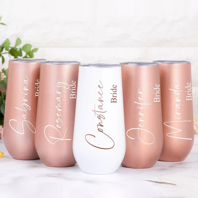 Personalized 6oz Champagne Tumbler Bridesmaid Bachelor Party