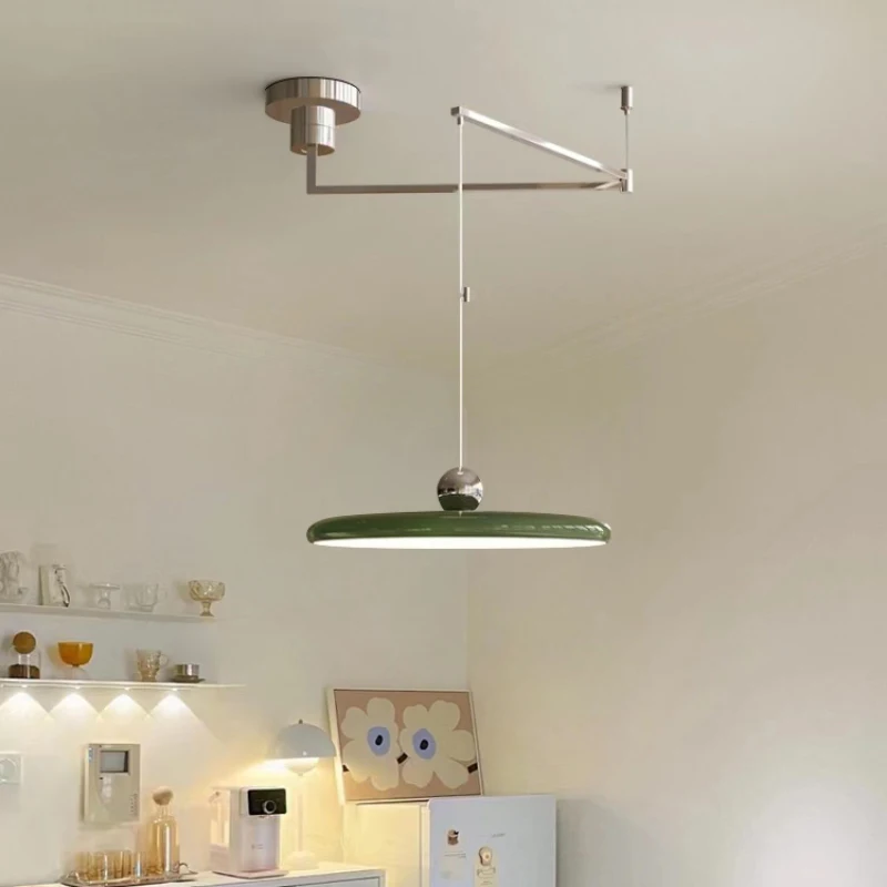 Dining Table LED Chandeliers Colorful Rocker Arm Light Simple Modern Home Decor Move Long Arm Chandelier Kitchen Bar Saucer Lamp