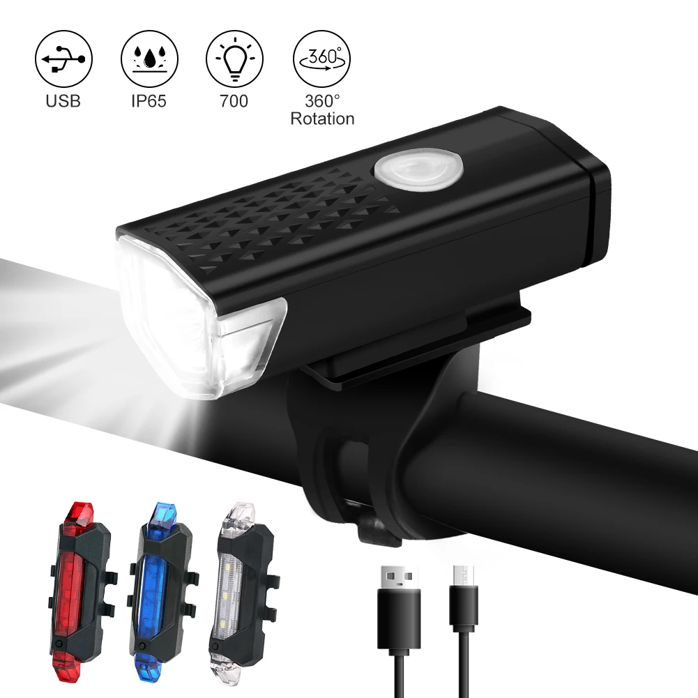 Kit D'éclairage Vélo Avant/arrière Rechargeable USB VASTFIRE - Étanche, Lampe Torche Détachable