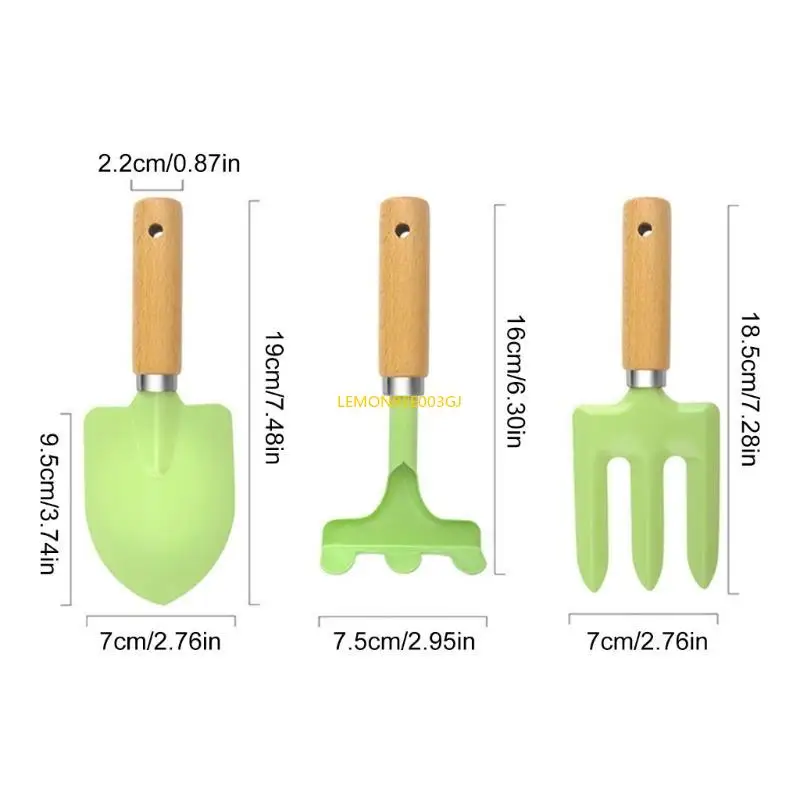 M4YC Children's 3Piece Garden Tool Set with Metal Heads and Handles Suitable for Safe Outdoor Activities Play & Learning