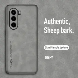 Luxury Sheepskin Leather Retro Men's Back Cover for OnePlus Ace 5 Racing (GRAY)