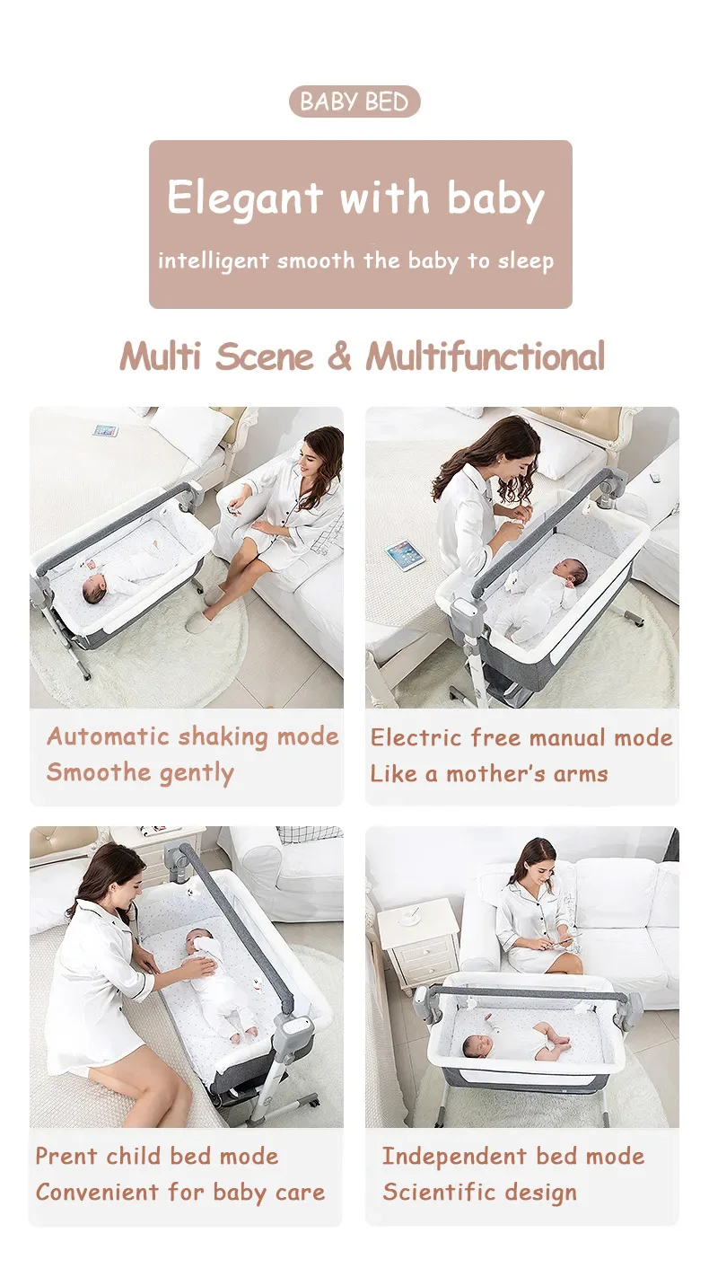 Baby Bed Baby Cradles Crib Moises for Babies Swing Electric Foldable Newborn Mother Kids Portable Travel Lightweight