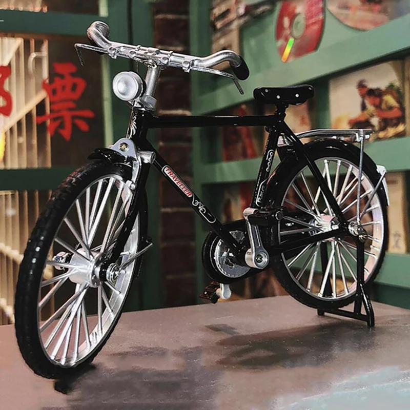 1:10 Model Alloy Retro Bike Diecast Decoration Bike Toys Metal Toy Black Bicycle Simulation Collection Gifts for boys