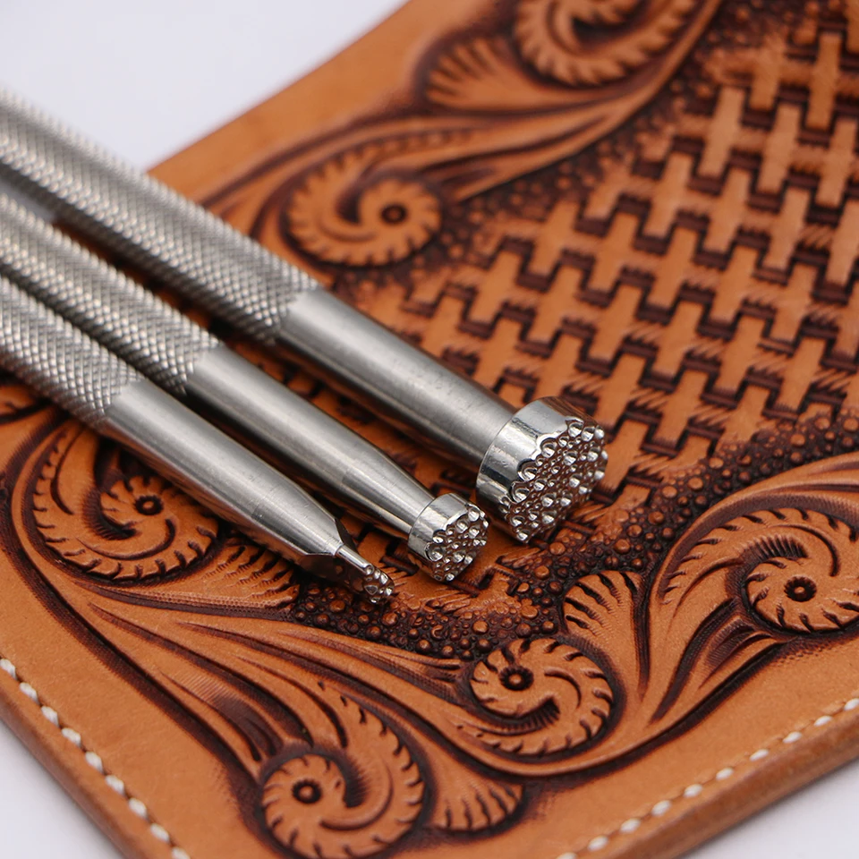 Leather Diamond Stamps Stamping Tools 3D Geometric Pattern Leathercraft Carving Working Tools 304 Stainless Steel Stamp Set (4pcs(S M L XL - View #11