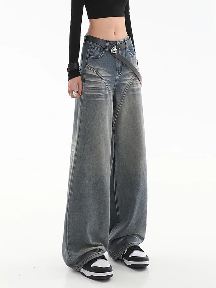 

Women's Blue Jeans Y2k Wide Leg Pants High Waist Jeans Korean 90s Aesthetic Baggy Denim Trouser Fashion Vintage Straight Jeans