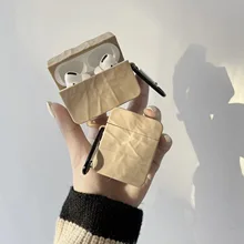 

Ins Simple Khaki-Origami Pattern Bluetooth Headset Case for Apple Airpods Pro Earphone Protective Soft Shell for Airpods 1 2 3