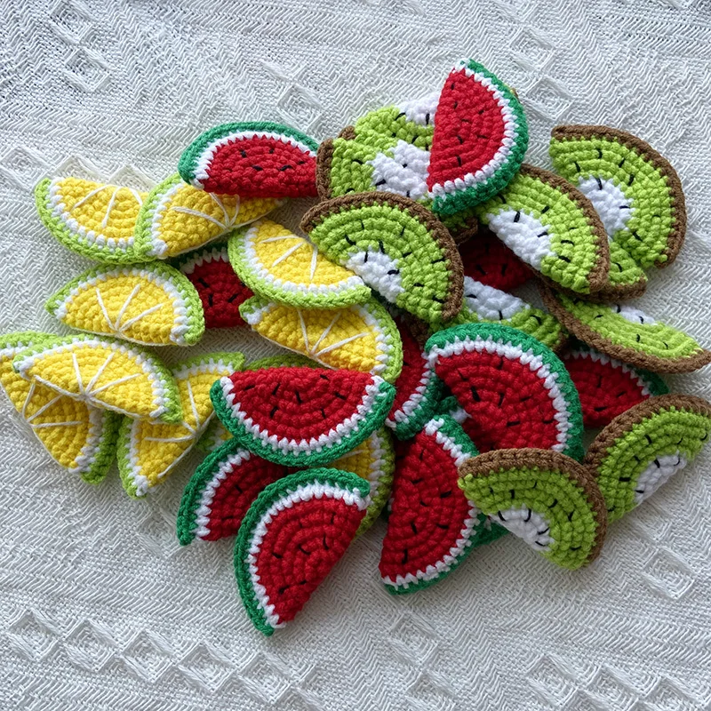 Sewing Tools Knitting Supplies Knitting Material Knitting Craft Supplies Knitted Keychain DIY Cotton thread Watermelon and Lemon kiwifruit 15PCS Crochet 5.2CM/2.05&Prime; Knitted Applique Penda Sewing Accessories