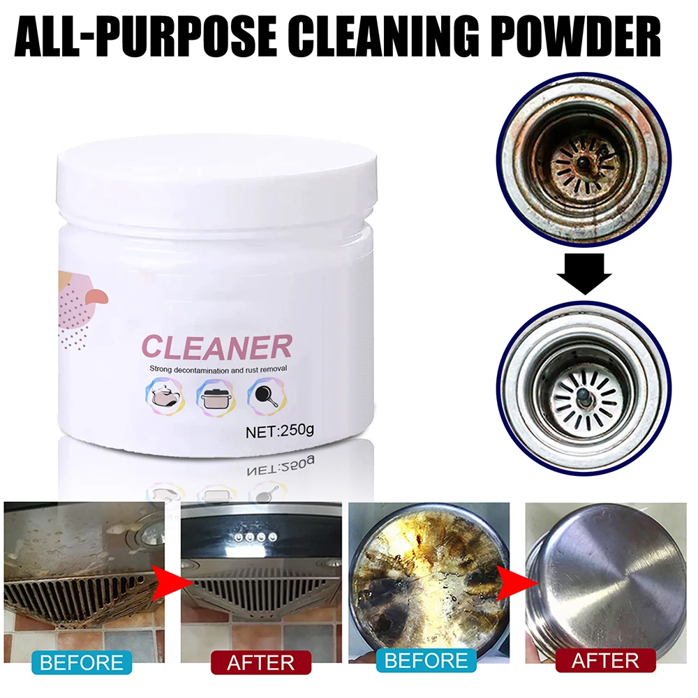 Household Cleaning Powder Multipurpose Efficient Cleaning Oil Stain Stove Faucet Range Hood Ceramic Tile Cleaner Kitchen