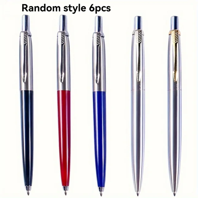 6Pc Professional Metal Ballpoint Pen,Retractable Medium Nib,Smooth Writing,Comfortable Grip,Suitable for Office and Personal Use 1
