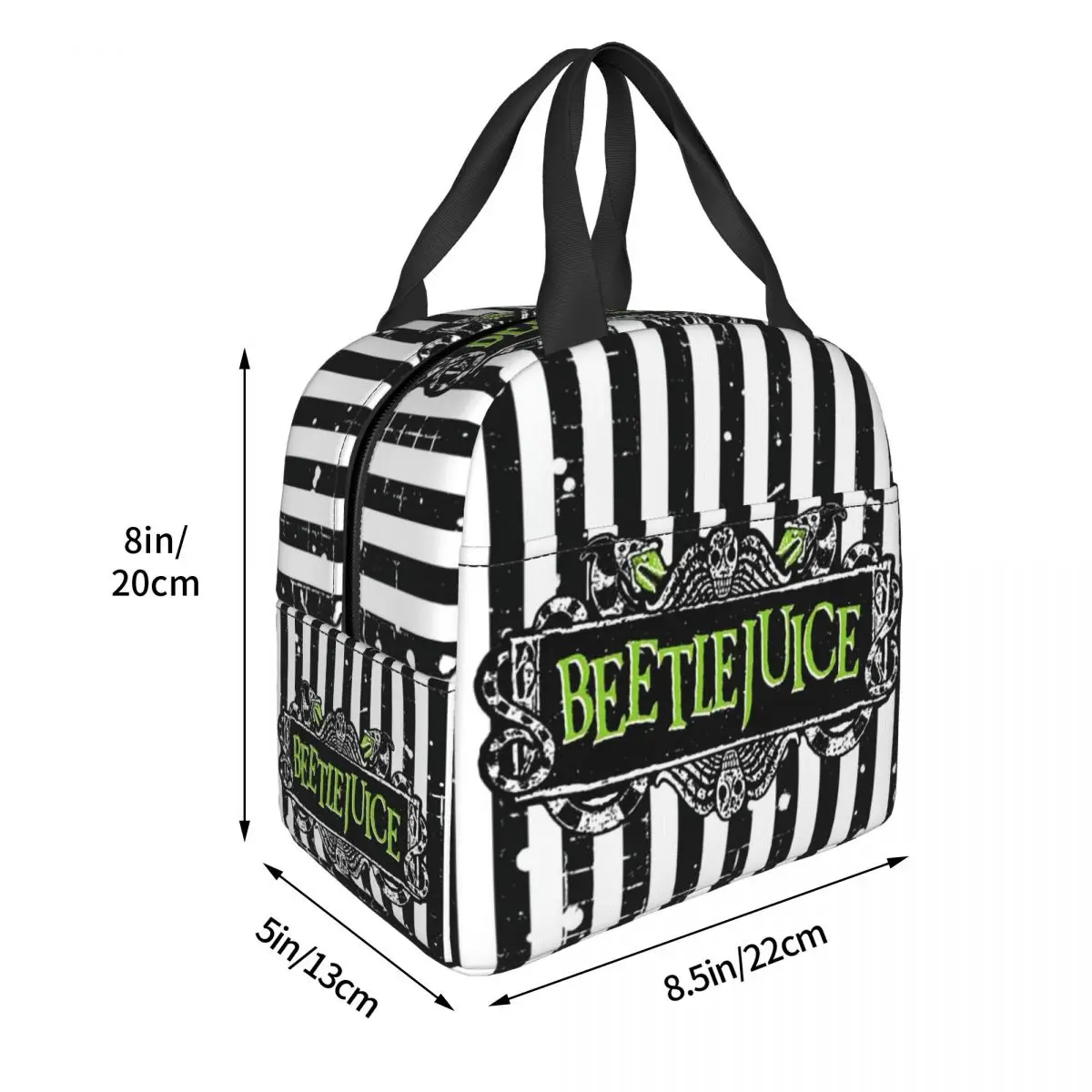 Tim Burton Horror Movie Beetlejuice Resuable Lunch Box for Women Kids School Waterproof Cooler Thermal Food Insulated Lunch Bag
