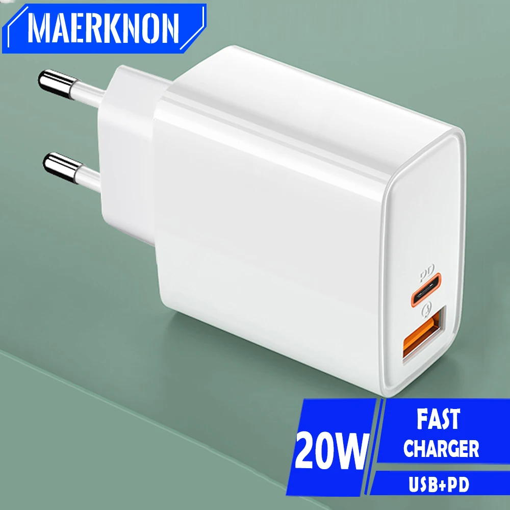 

Зарядное устройство с 2 USB-портами и поддержкой быстрой зарядки, 20 Вт