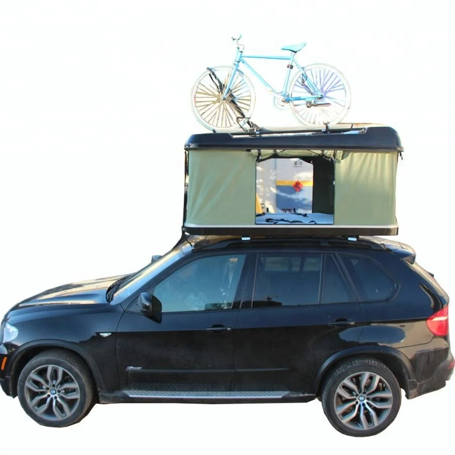 

Outdoor camping 2 person car hard shell roof top tent with rack