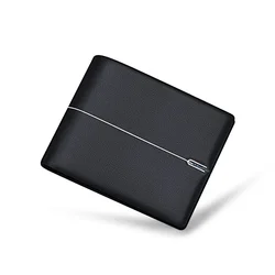 Men's Luxury Genuine Cowhide Leather Wallet - Soft, Short, Trendy Fashion Accessory (Black)