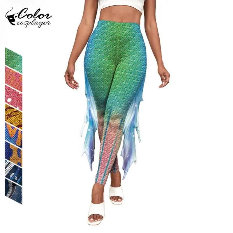 

Color Cosplayer Mermaid Leggings Cosplay Costume Women Bottoms Movie Halloween Party Fancy Costume Adult Role Playing Clothes