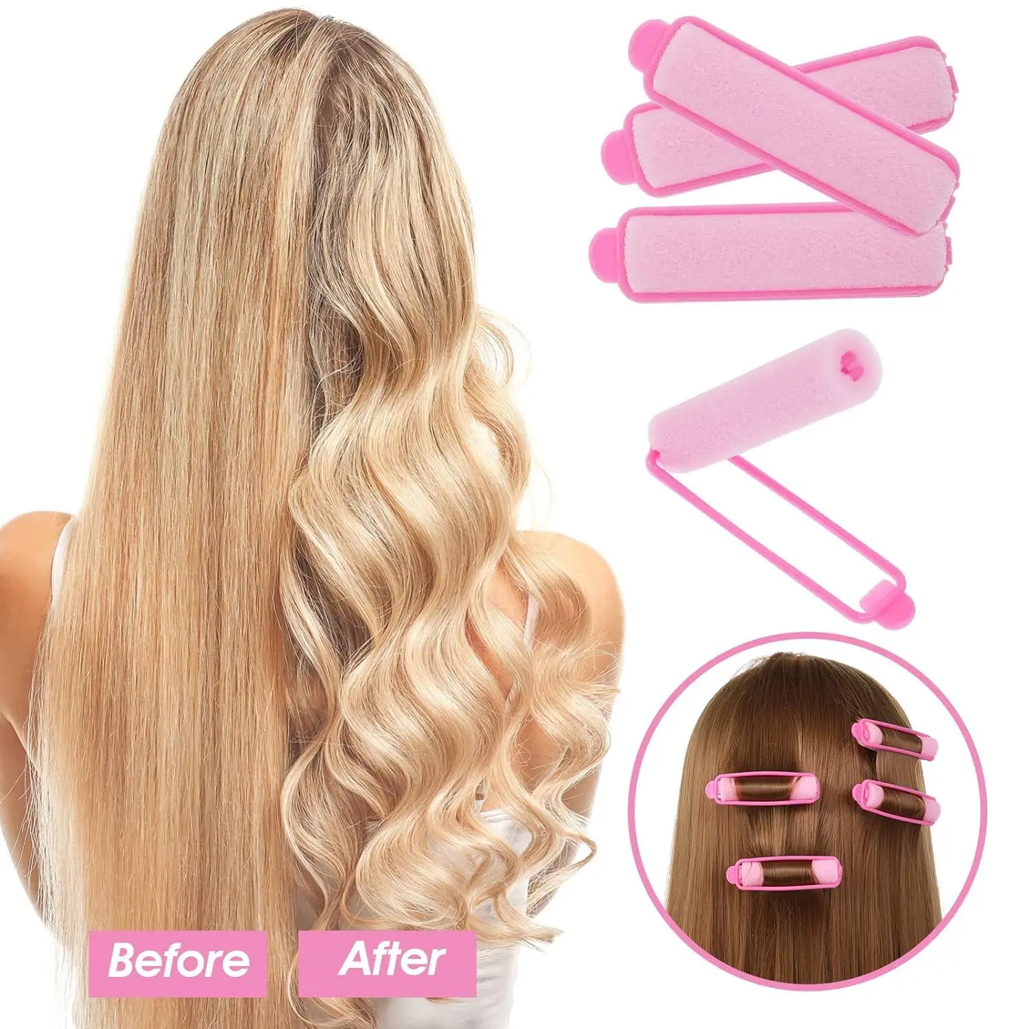 10Pieces Foam Sponge Hair Rollers, Soft Sleep Hair Curlers for Styling, Heatless Curler