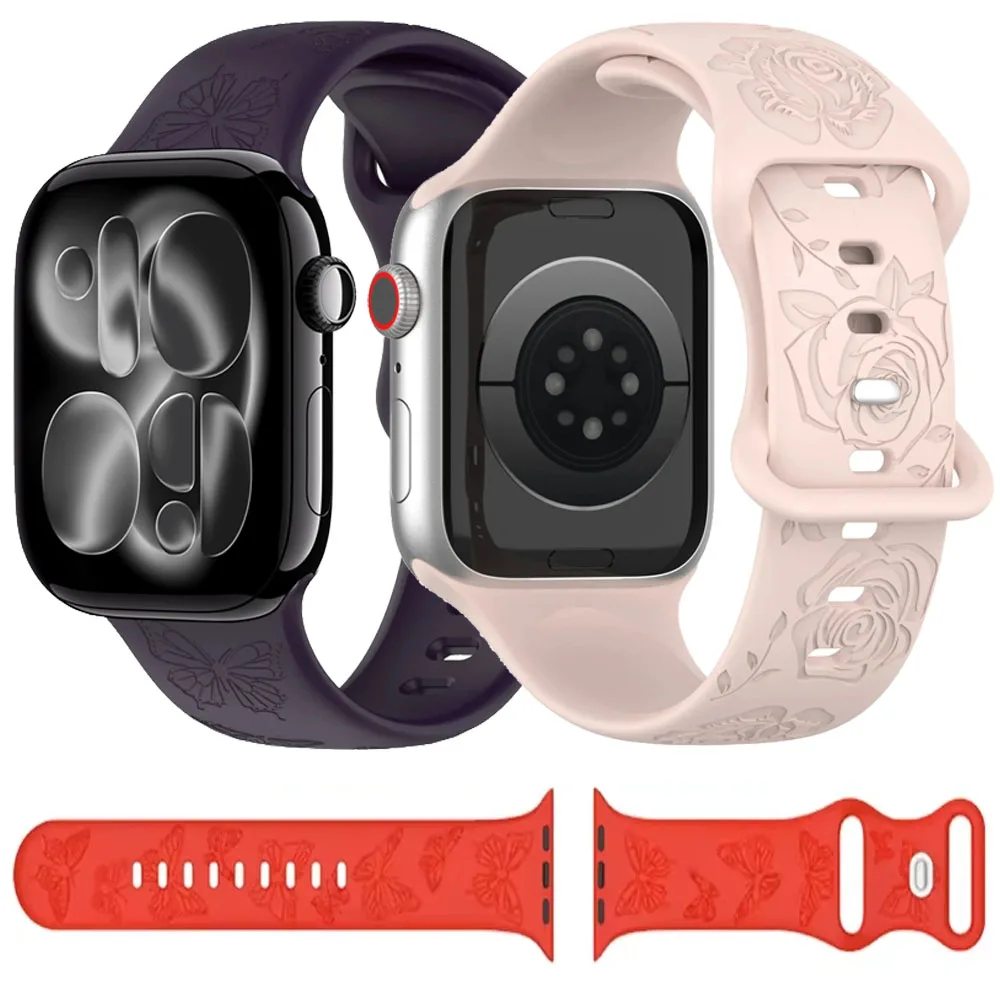 Vibrant Pattern Silicone Strap for Apple Watch - Adjustable Bracelet Band