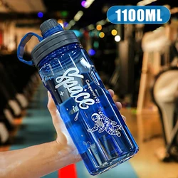 Eco-Friendly Large Capacity Sport Water Bottle with Filter - BPA-Free Portable Fitness Drink Kettle (1100ML star blue)