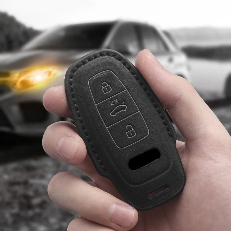 Leather Car Key Case Fob for Audi A6 A4 A5 A7 A8 C8 Q8 8S 8W Q7 B9 4M S5 S4 S7 D5 TT TTS TFSI E-Tron
