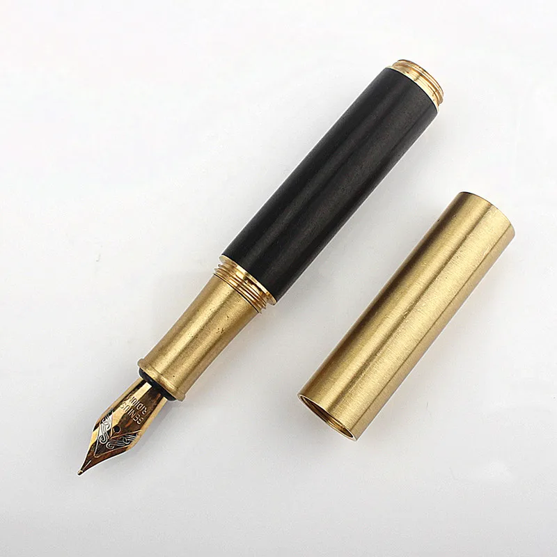Brass Solid Wood Retro Fountain Pen Travel Short Fountain Pen Extra Fine Office Student Pen Stationery Fountain Pen
