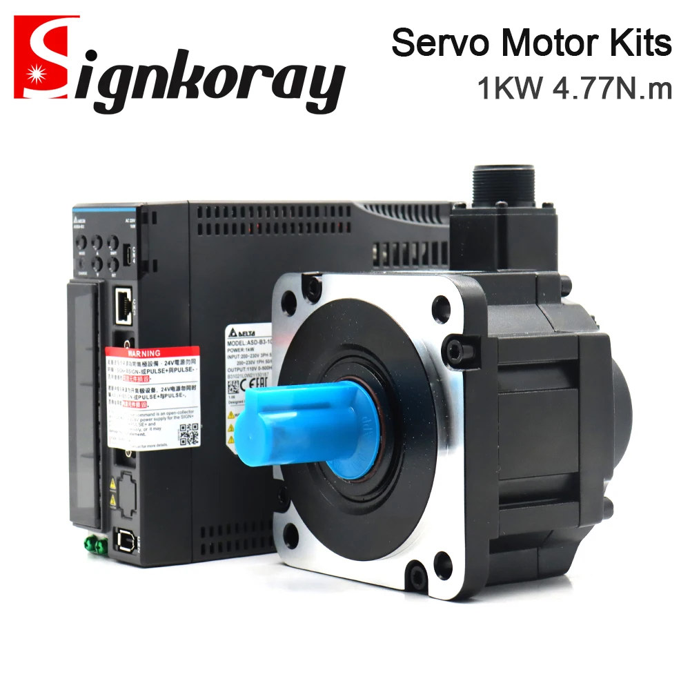 

SignkoRay 1KW AC Servo Motor Driver Kits 4.77N.m 2000rpm B2 Series ASD-B2-1021-B+ECMA-E21310RS with 3M Cable
