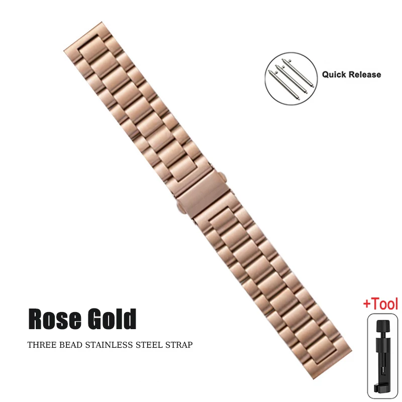 Stainless Steel Metal Watch Band, 20mm & 22mm