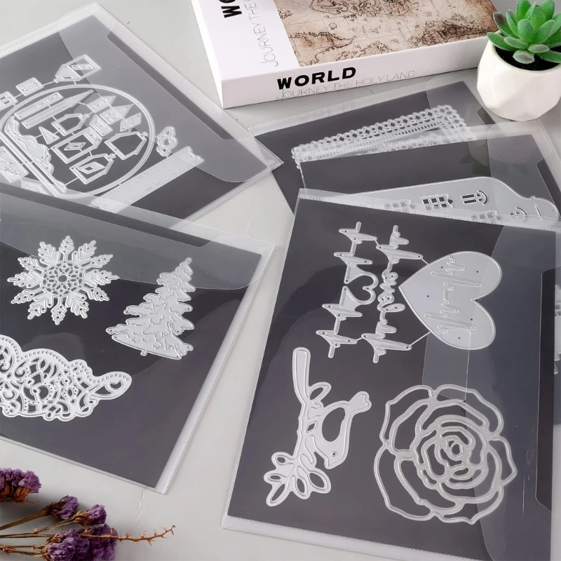 10Pcs Clear PVC Storage Pockets & 10 Magnet Sheets, Die Cuts Stamps Storage Pockets for Cutting Dies Stencil Card Making