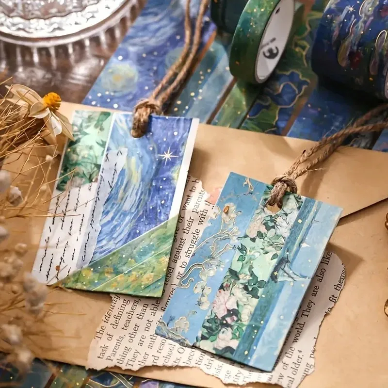 와시 테이프 세트 12개 골드 포일 별빛 하늘 와시 테이프 세트 DIY 스크랩북킹 공예 휴일 파티 선물 상자 접착식 와시 테이프