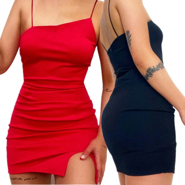 Short Bodycon Dress Backless Skinny Straps Solid Casual Sexy Sleeveless  Summer High Waist Club Slim Mini Dresses Ladies Basic - AliExpress