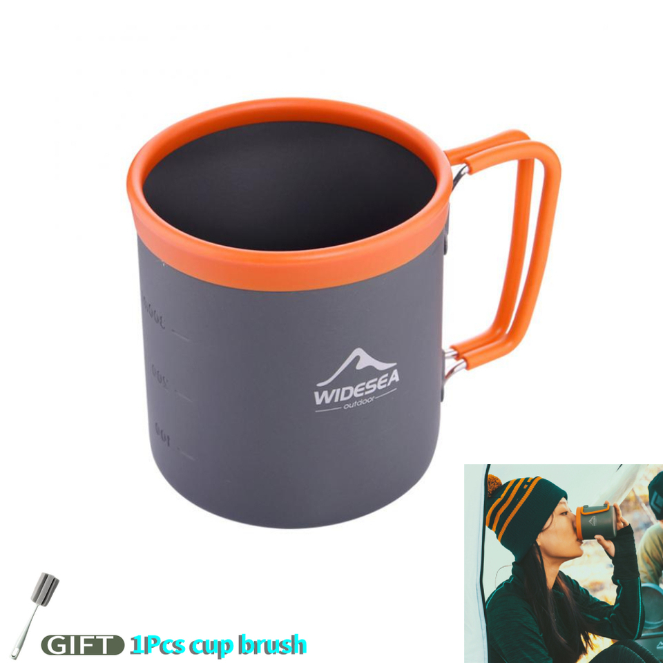 480ml Water Cup Foldable Anti-scalding Aluminum Camping Cup Outdoor Travel Picnic Drinking Mug Tableware Cooking Supplies