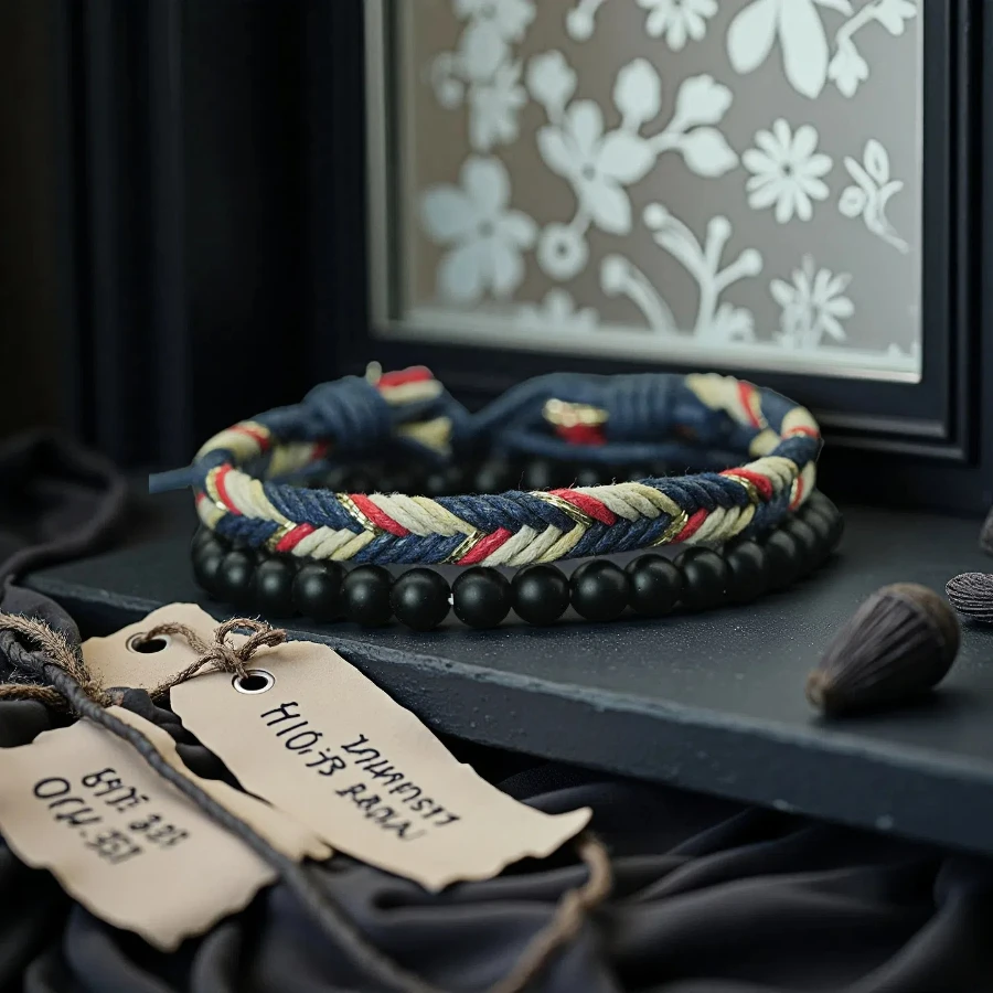 Handmade Braided String Charm Bracelet Set for Men