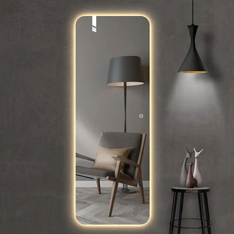 

Nordic Glass Mirror Led Dressing With Light Full Dressing Body Mirrors Wall Sticker Shower Espejos Con Luces Bedroom Decoration