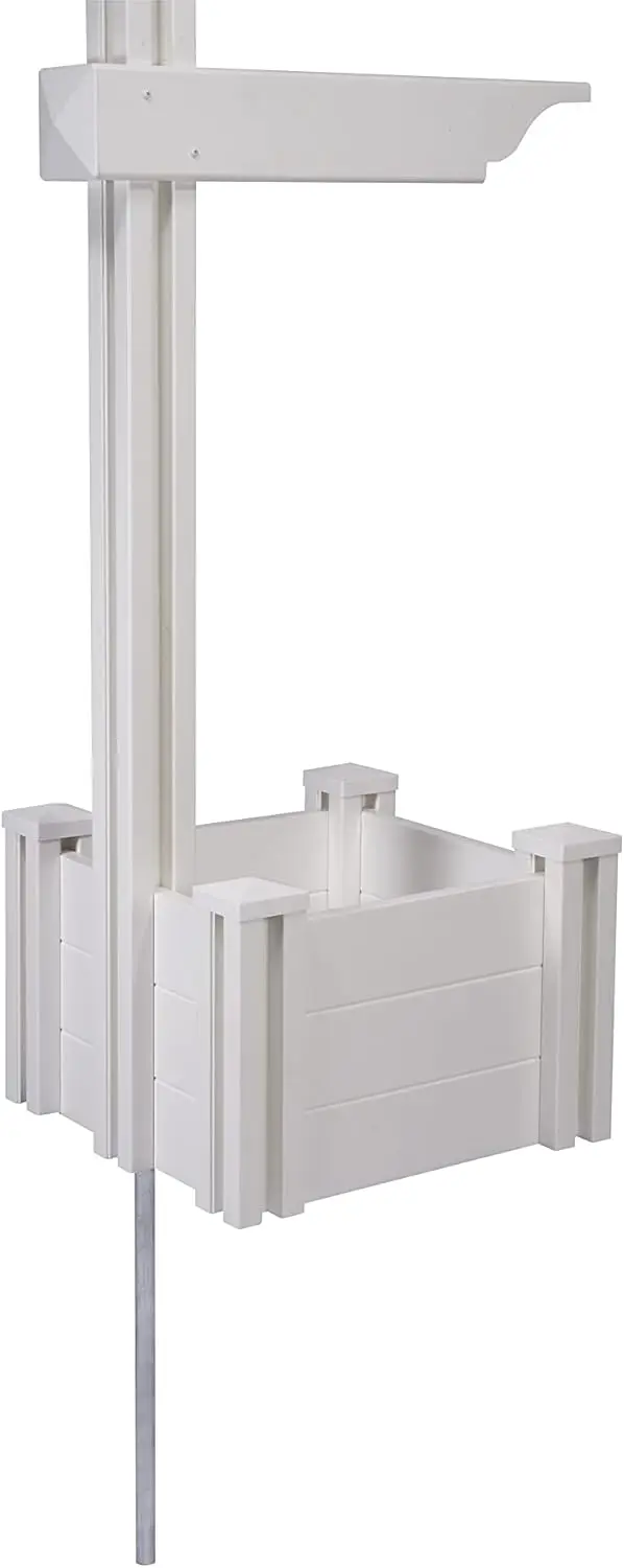 4.5ft H (1 Post w/Planter) No Dig Zippity Majestic Mailbox Post with Planter Box, White Vinyl Post for Mailboxes for Outside