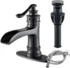 Waterfall Bathroom Faucet Oil Rubbed Bronze Single Handle Lavatory Mixer Tap  Vessel Sink Faucet Farmhouse Vanity  Sink Faucet 1