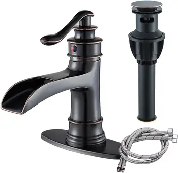 Waterfall Bathroom Faucet Oil Rubbed Bronze Single Handle Lavatory Mixer Tap  Vessel Sink Faucet Farmhouse Vanity  Sink Faucet 1