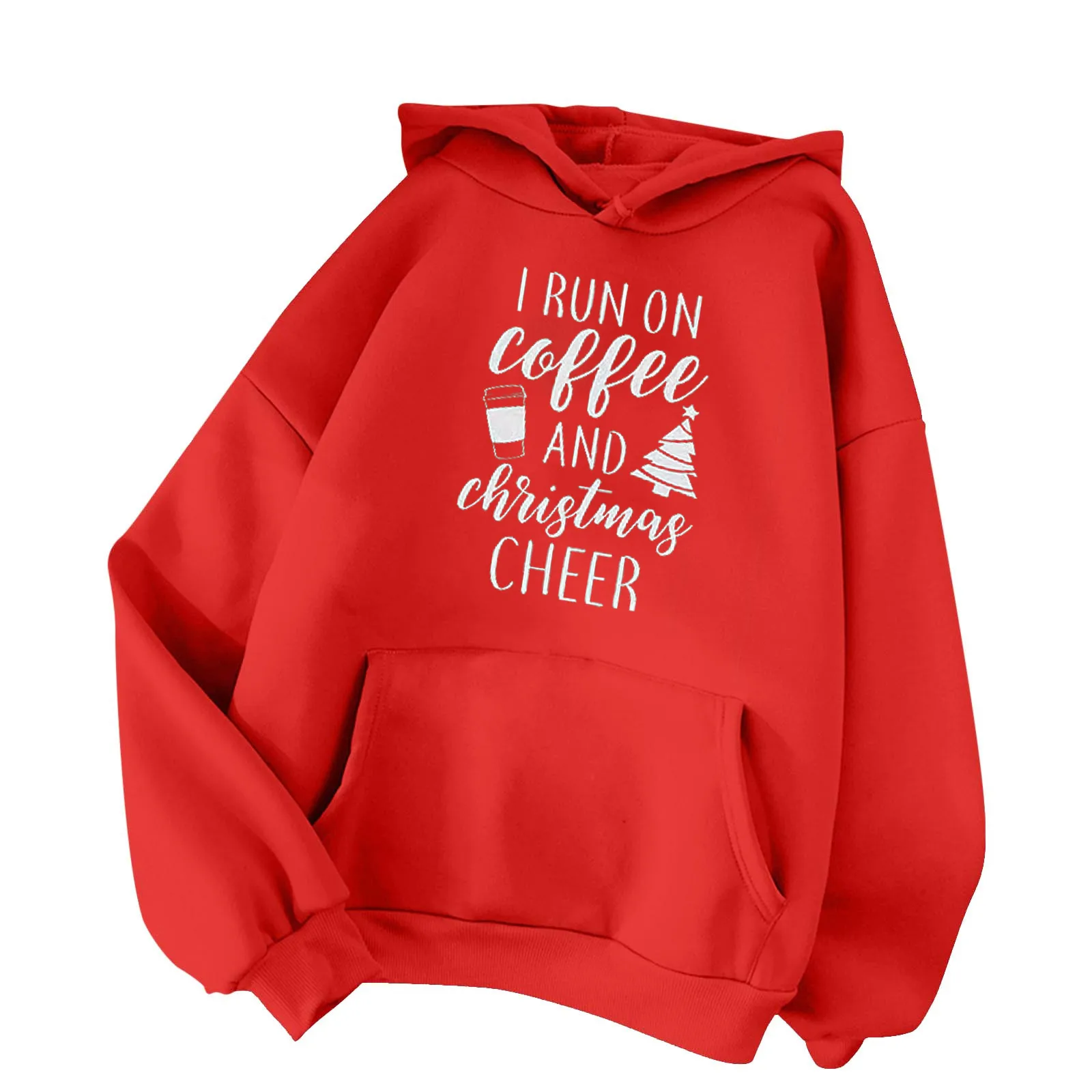 

Women's Casual And Comfortable Christmas Print Long Sleeve Hooded Sweatshirt With Round Neck And Pocket Womens Heavy Hoodie
