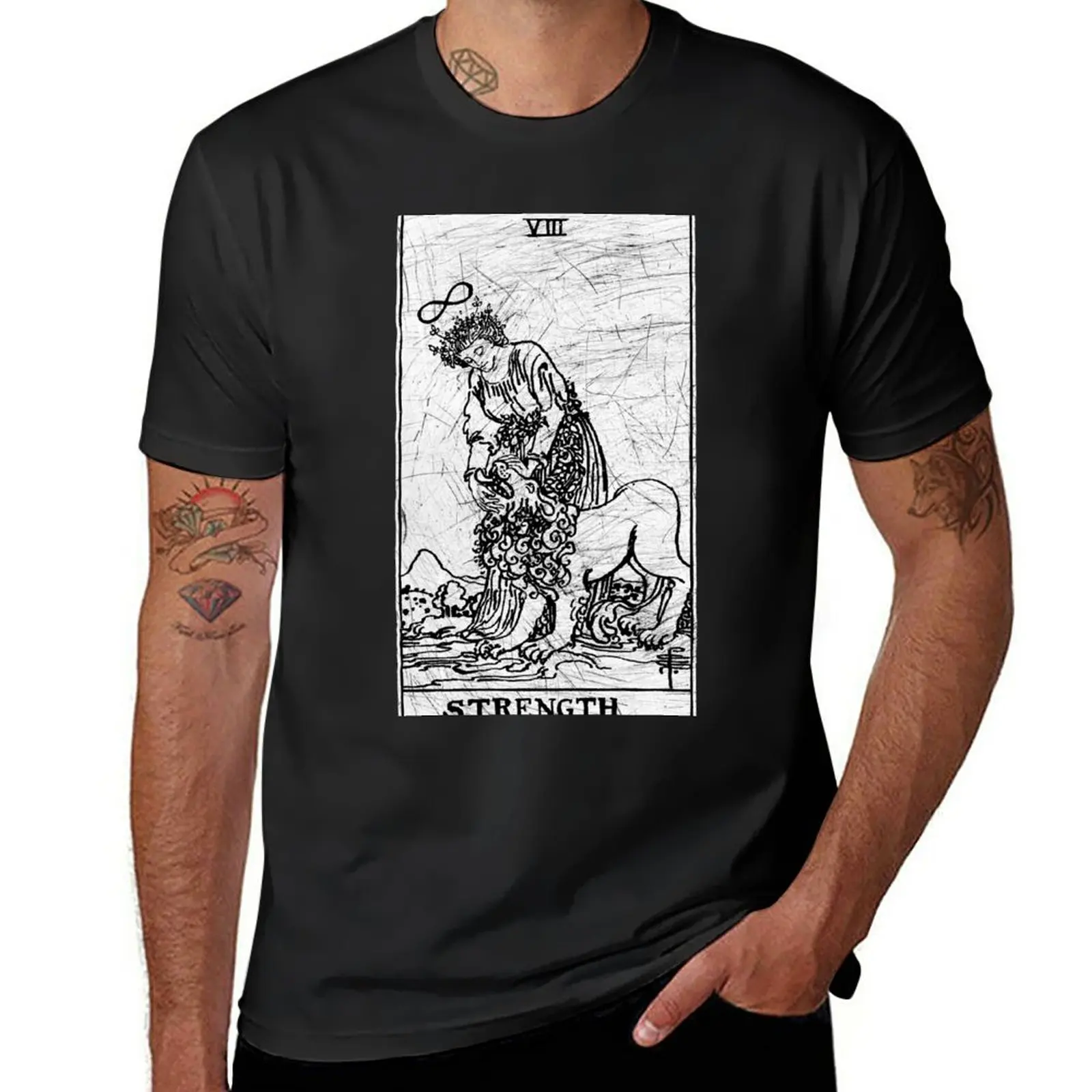 New Strength Tarot Card - Major Arcana - Fortune Telling-T-Shirt Occulta T-Shirt Corta Da Uomo