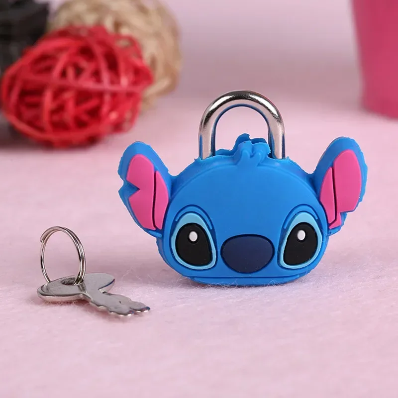 

Lilo & Stitch Disney Anime Silicone Doll Monster Stitch Mr.Q Figure Metal Mini Padlock Creative Security Anti-theft Luggage Lock