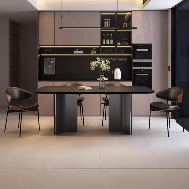 Black Small Chairs Table Centerpiece Design Nordic Modern Kitchen Dining Table Set Restaurant Mesas De Comedor Home Furniture 3
