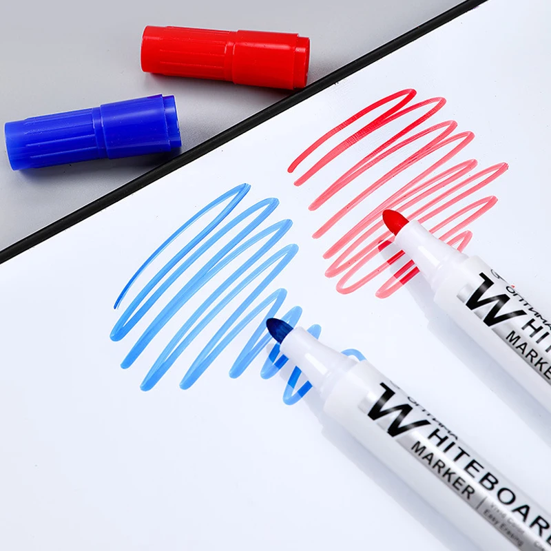 Whiteboard Marker Set 2.0mm Nib Black Blue Red High-Volume Ink Office Teaching Pen Clear Handwriting & Easy Erasure 10pcs L-528