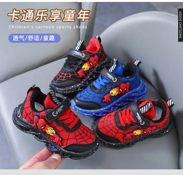 Spider-Man LED Sneakers for Boys - Spring Casual Sports Shoes