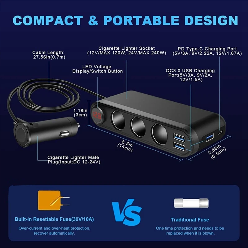  USB  й, 120W QC3.0 USB  , 4 Ʈ , а , ڵ ׼