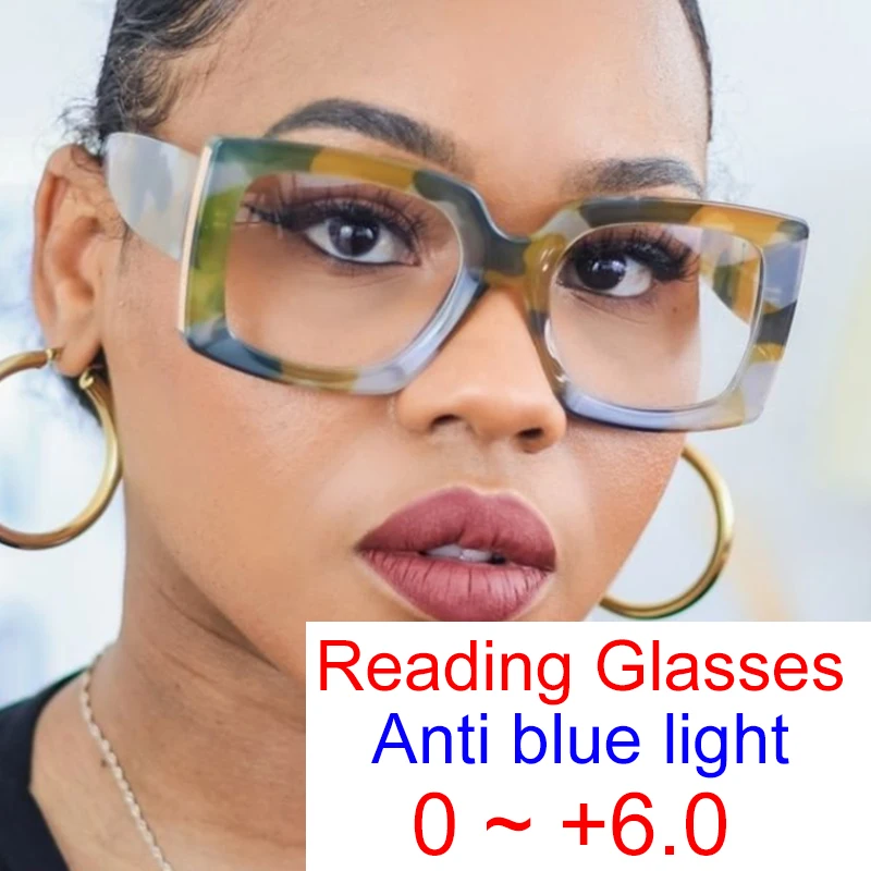 Retro Oversized Reading Glasses Women Men Luxury Brand Green Flower