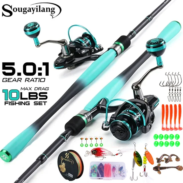 Sougayilang Fishing Rods Combo 1.8/2.1m Carbon Fiber Spinning Rod