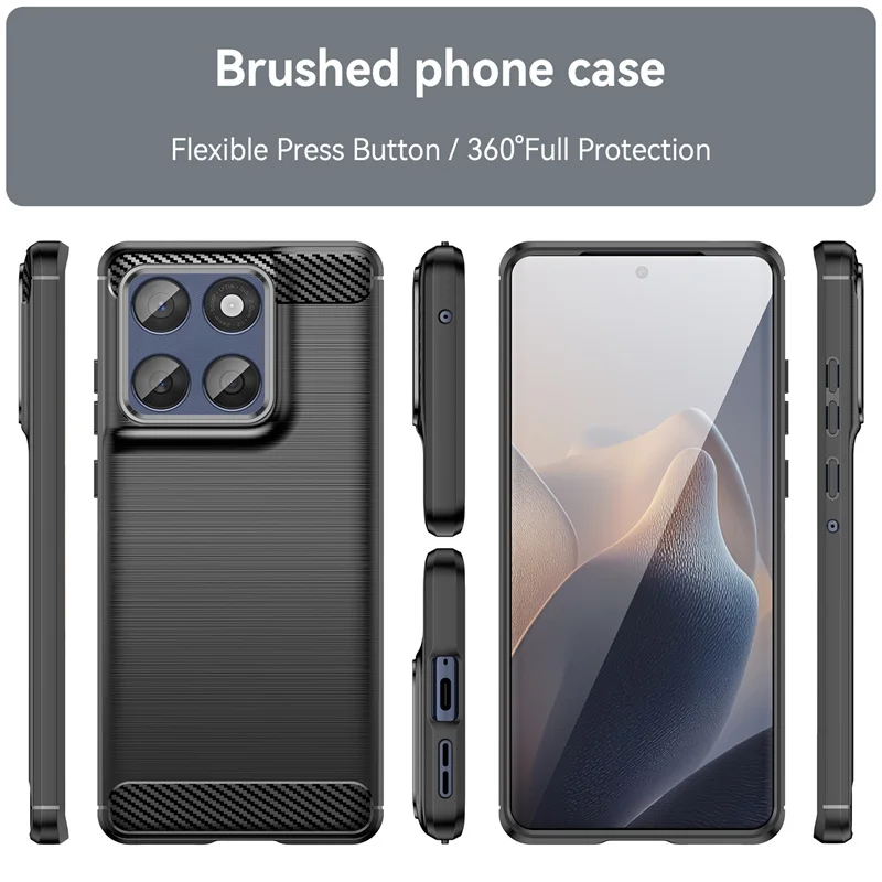 Luxury Carbon Fiber Silicone Shockproof Back Cover Case