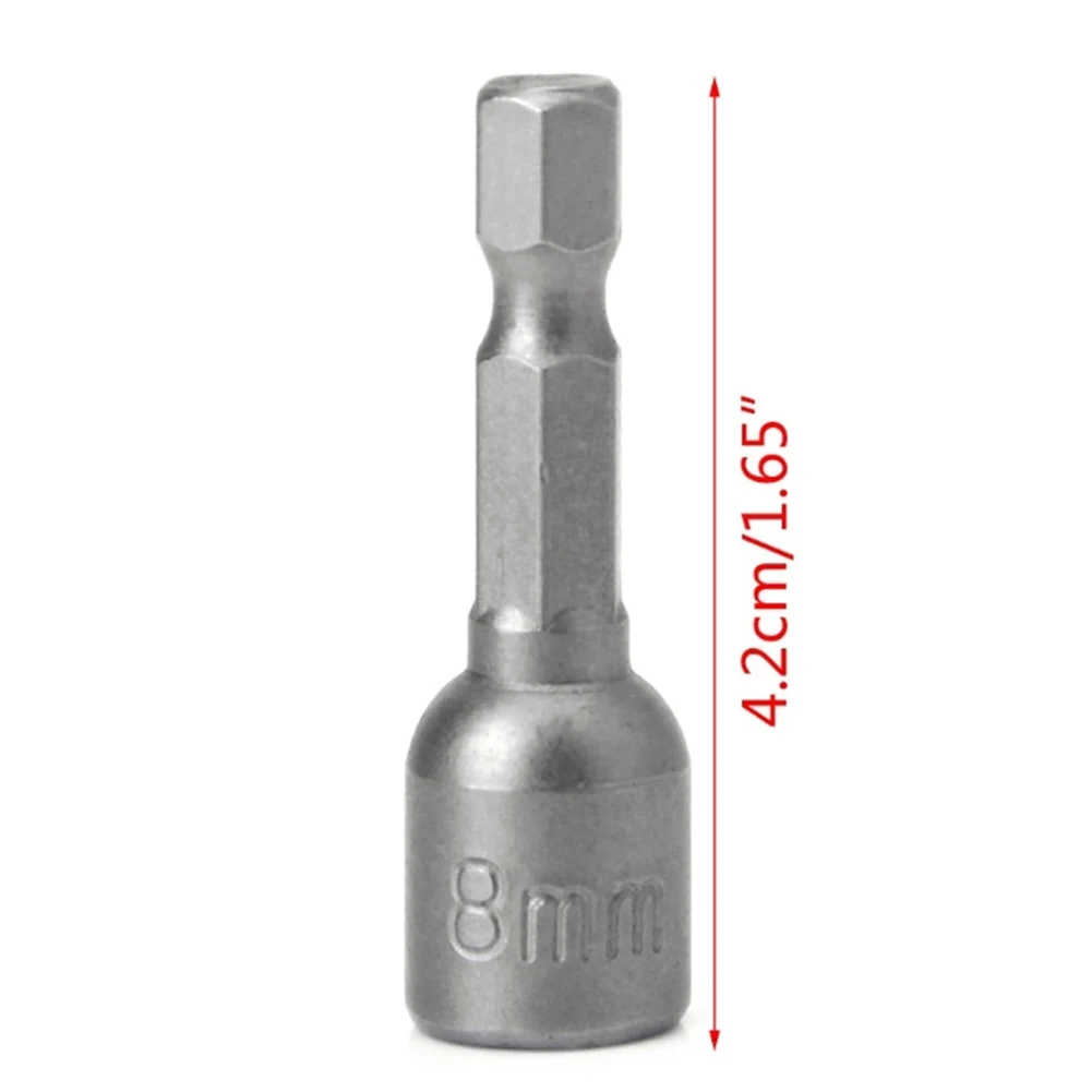 5pcs Socket Adapter Hex Drill Bit Magnetic Nut Driver Set 8mm 5/16" for Electric Drills Screw Driver Power Tool Accessories 5