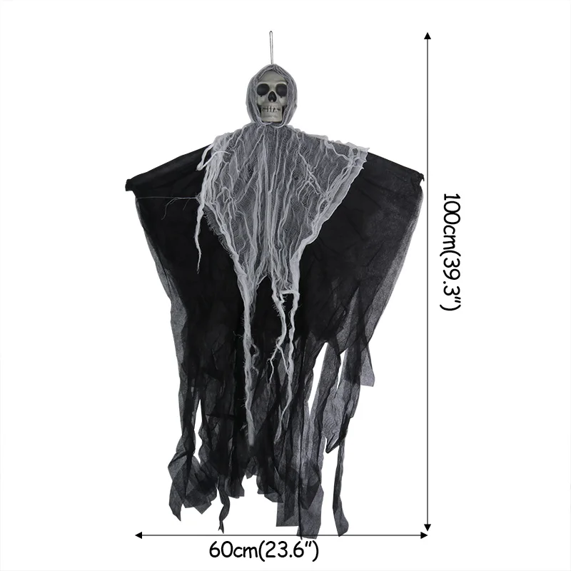 Spooky Hanging Skull Ghost Ornament