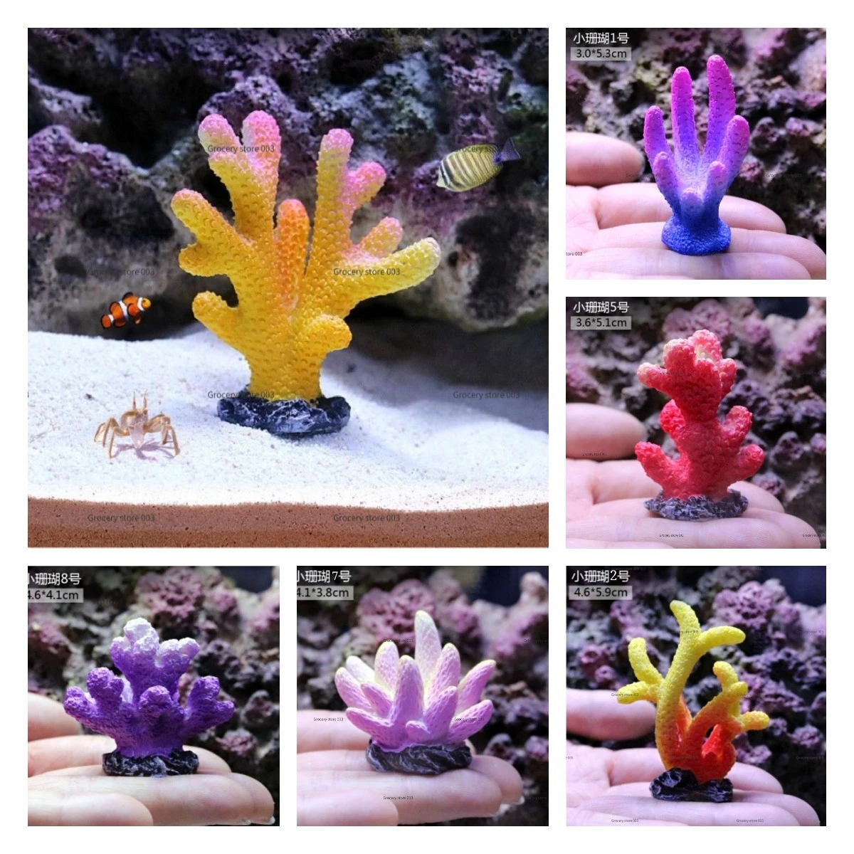 Aquarium landscaping simulation mini sea urchin anemone coral fish tank