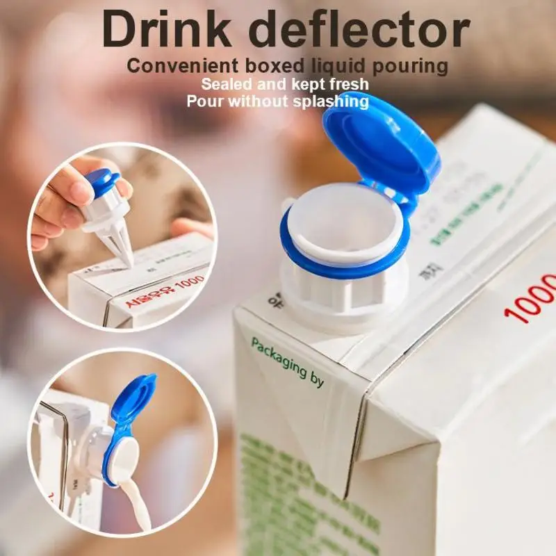 2pcs Boxed Drink Deflector With Lid Spill Proof Sealer Milk Drink Extender Spout Boxed Juice Diverter Drink Diverter Extender