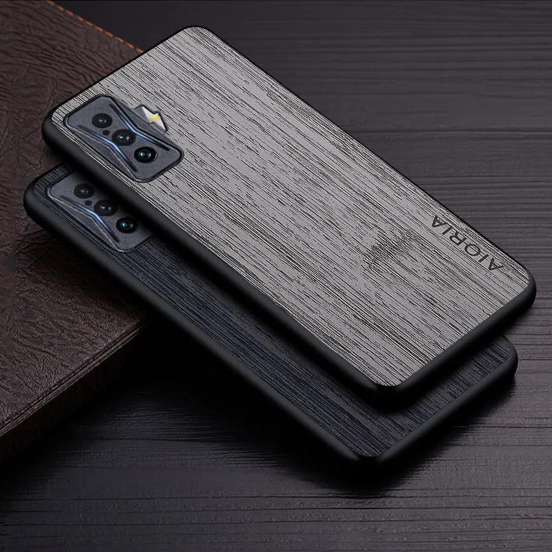 Luxury Bamboo Wood Pattern Leather Case for Xiaomi Redmi Gaming Phones
