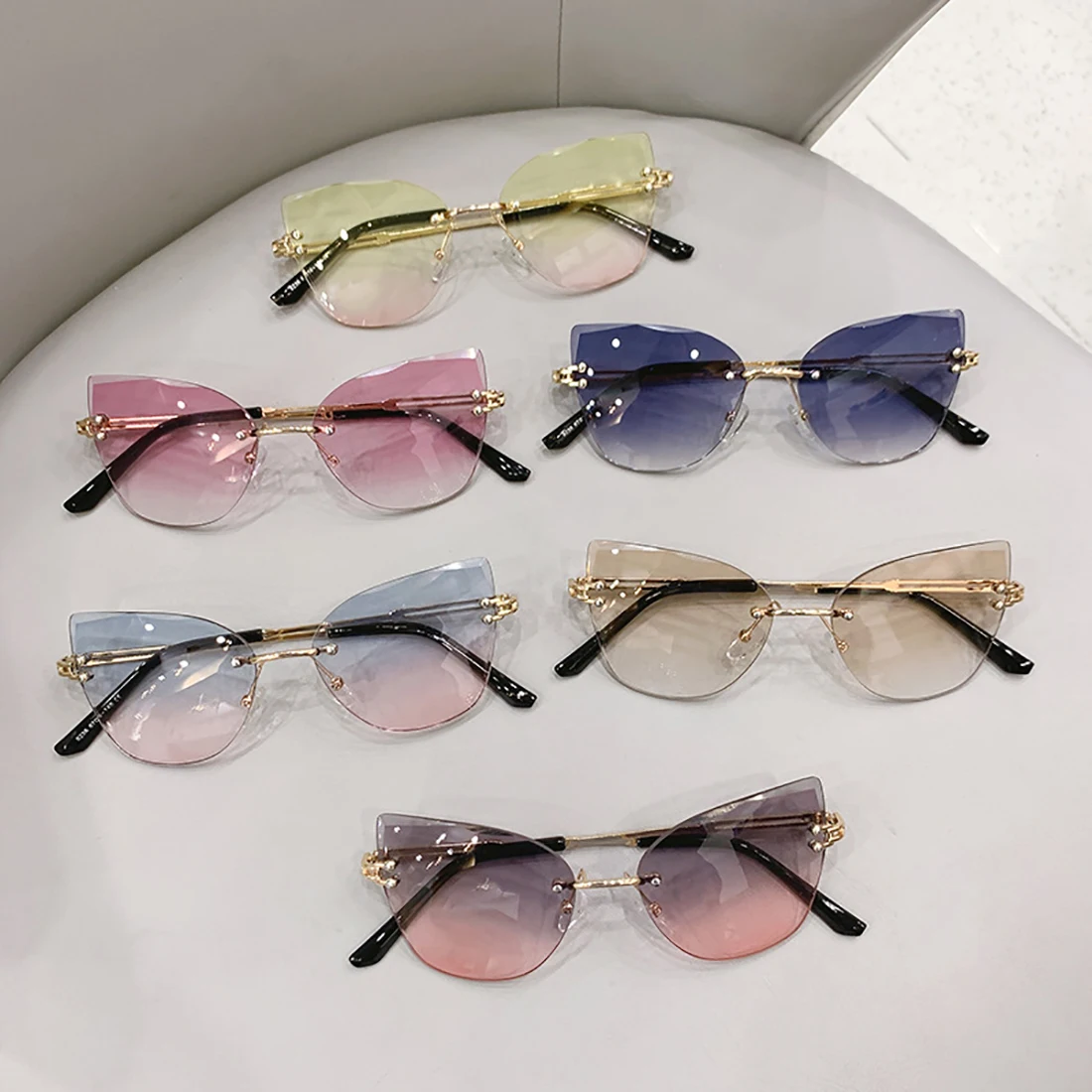 Butterfly Sunglasses Semi Cat Eye Glasses Plastic Frame Clear